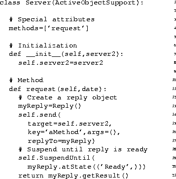 \begin{figure}
 \parbox{\myfigwidth}{\small\begin{aasrc}
\aaline{1}{\aakw{class}...
 ...ne{21}{\aaws{4}\aakw{return}\aaws{1}myReply.getResult()}\end{aasrc}}\end{figure}