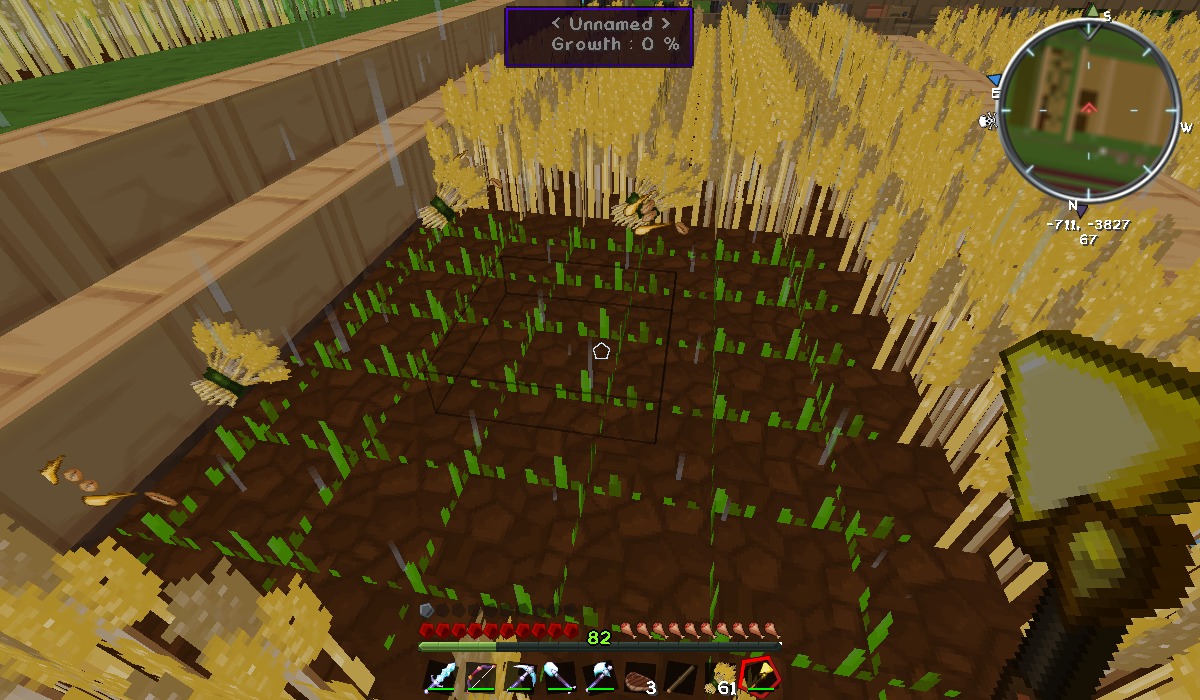 Farming and auto-planting a 3x3 square of wheat
