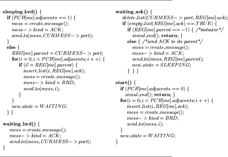 \begin{figure}
\hrule\begin{tabular}{p{3in}p{3in}}
\begin{tabbing}
{\bf sl}\={\b...
...$new\_state = WAITING$; \\
\>\}
\}
\end{tabbing}\end{tabular}\hrule\end{figure}
